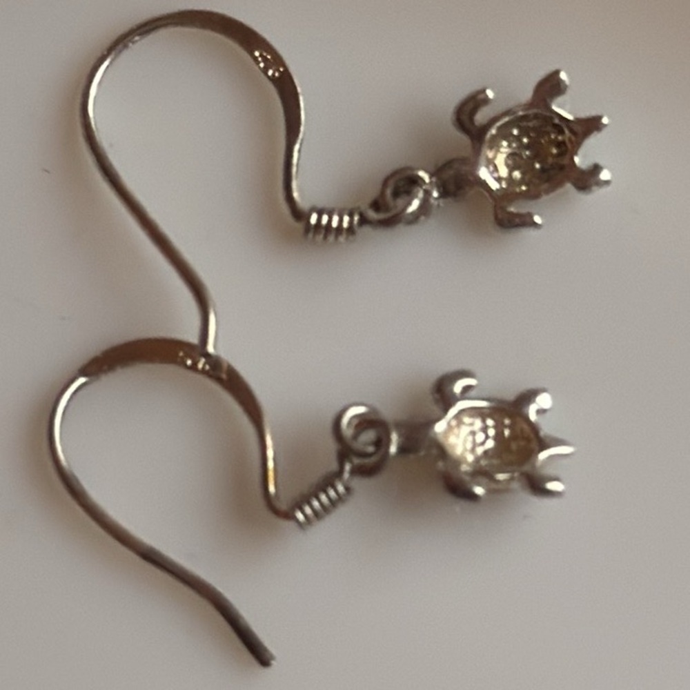 Sterling 925 Silver Turtle Earrings - Picture 5 of 5